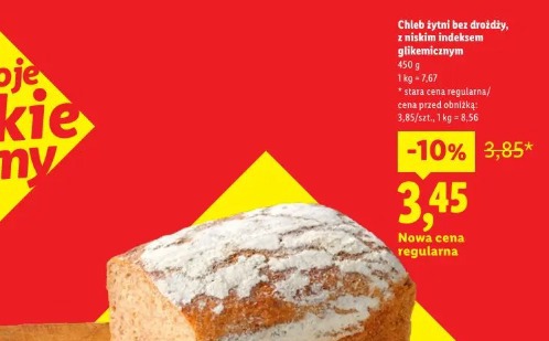 Chleb żytni bez drożdży, z niskim indeksem glikemicznym