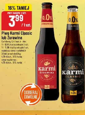 Piwo Karmi Classic lub Żurawina