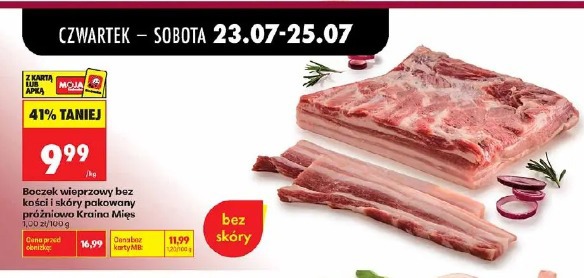 Boczek wieprzowy bez kości i skóry pakowany próżniowo Kraina Mięs