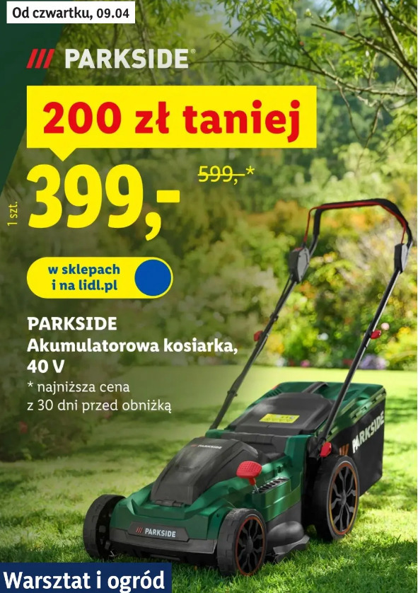 Parkside akumulatorowa kosiarka, 40 V