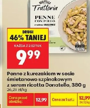 Penne z kurczakiem w sosie śmietanowo szpinakowym z serem ricotta Donatello