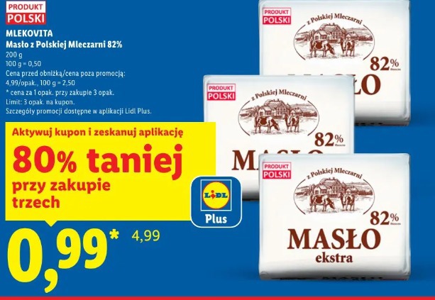 Mlekovita Masło z Polskiej Mleczarni 82%