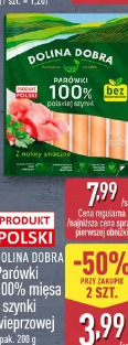 Dolina Dobra Parówki 100% mięsa z szynki wieprzowej