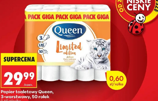 Papier toaletowy Queen, 3-warstwowy, 50 rolek