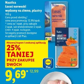 Nautica Łosoś norweski wędzony na zimno, plastry
