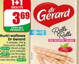 Rurki waflowe Dr Gerard smak mascarpone z malinami