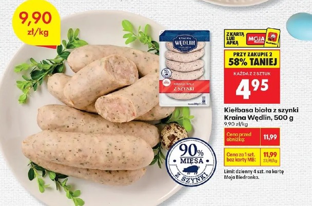 Kiełbasa biała z szynki Kraina Wędlin