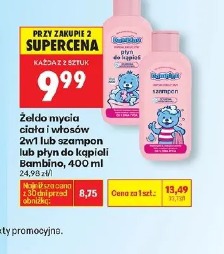Żel do mycia ciała i włosów 3w1 lub szampon lub płyn do kąpieli Bambino