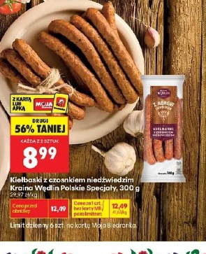 Kiełbaski z czosnkiem niedźwiedzim Kraina Wędlin Polskie Specjały