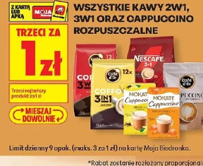 Wszystkie kawy 2w1, 3w1 oraz cappuccino rozpuszczalne