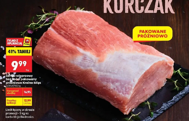 Schab wieprzowy bez kości pakowany próżniowo Kraina Mięs