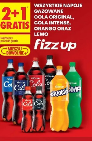 Wszystkie napoje gazowane Cola Original, Cola Intense, Orango oraz Lemo Fizz Up