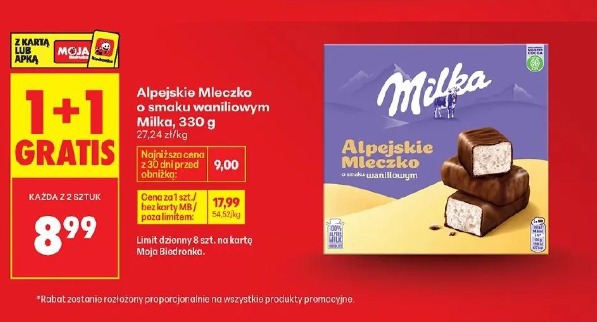 Alpejskie Mleczko o smaku waniliowym Milka