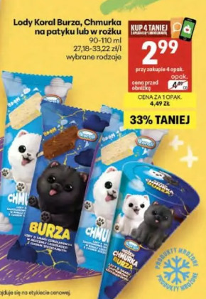 Lody Koral Burza, Chmurka na patyku lub w rożku