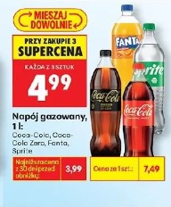 Napój gazowany Coca-Cola, Coca-Cola Zero, Fanta, Sprite, 1 l