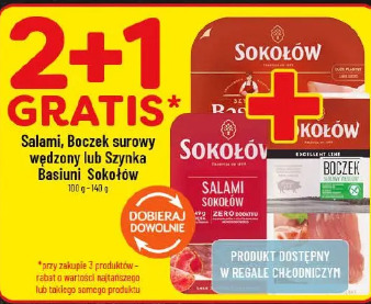 Salami, Boczek surowy wędzony lub Szynka Basiuni Sokołów