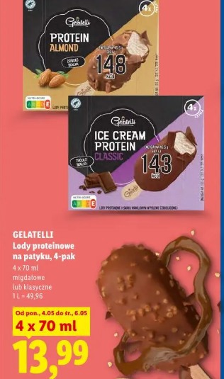 Gelatelli Lody proteinowe na patyku, 4-pak