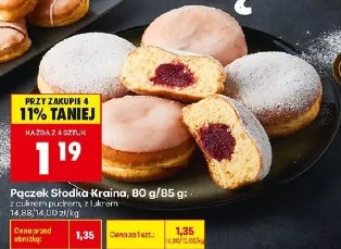 Pączek Słodka Kraina z cukrem pudrem, z lukrem