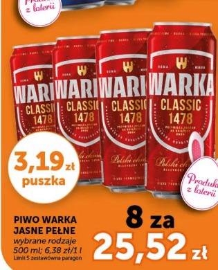 Piwo Warka Jasne Pełne