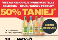 Wszystkie napoje piwne w butelce Somersby drugi, tańszy produkt 50% taniej
