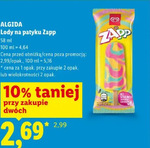 Algida Lody na patyku Zapp