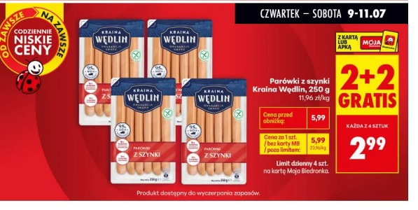 Parówki z szynki Kraina Wędlin 250 g