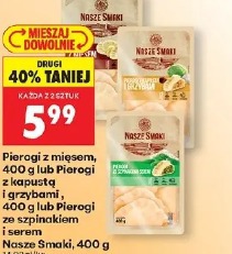 Pierogi z mięsem, 400 g lub Pierogi z kapustą i grzybami, 400 g lub Pierogi ruskie Nasze Smaki