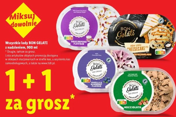 Wszystkie lody Bon Gelati z nadzieniem