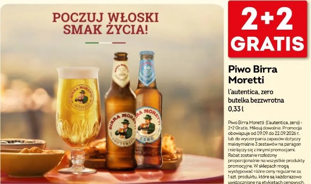 Piwo Birra Moretti l’autentica, zero