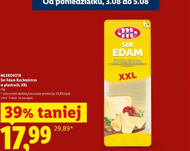 Mlekovita Ser Edam Kuchmistrza w plastrach XXL