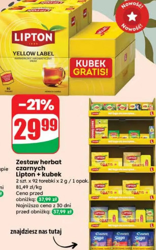 Zestaw herbat czarnych Lipton + kubek
