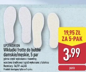 UP2FASHION Wkładki frotte do butów damskie/męskie, 5 par