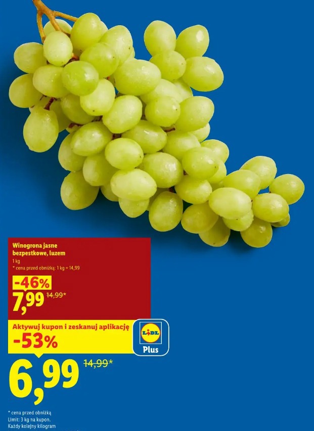 Winogrona jasne bezpestkowe