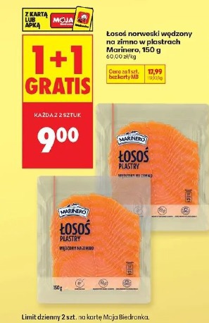 Łosoś norweski wędzony na zimno w plastrach Marinero