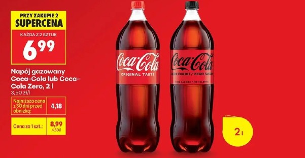 Napój gazowany Coca-Cola lub Coca-Cola Zero