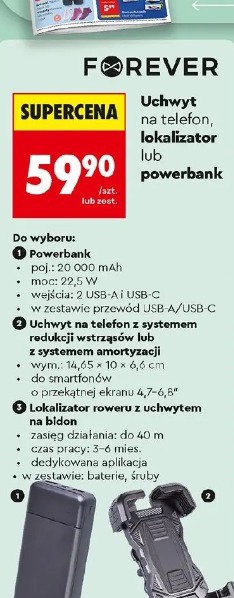 Uchwyt na telefon, lokalizator lub powerbank Forever