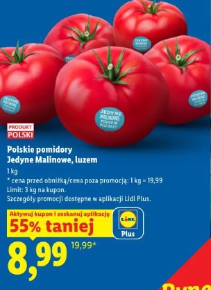 Polskie pomidory Jedyne Malinowe, luzem 