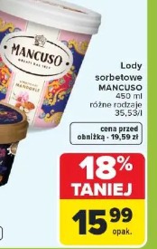 Lody sorbetowe MANCUSO 450 ml różne rodzaje