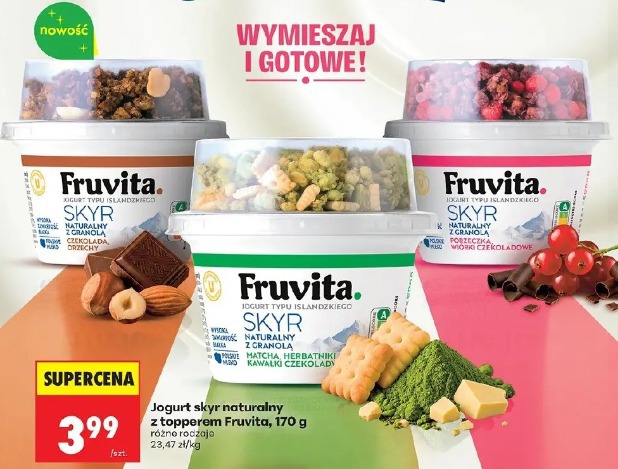 Jogurt skyr naturalny z topperem Fruvita, 170 g