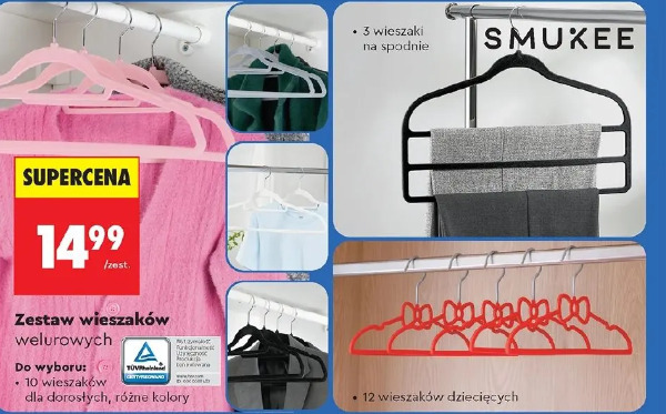 Zestaw wieszaków welurowych