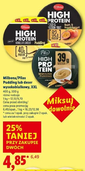 Milbona/Pilos Pudding lub deser wysokobiałkowy, XXL