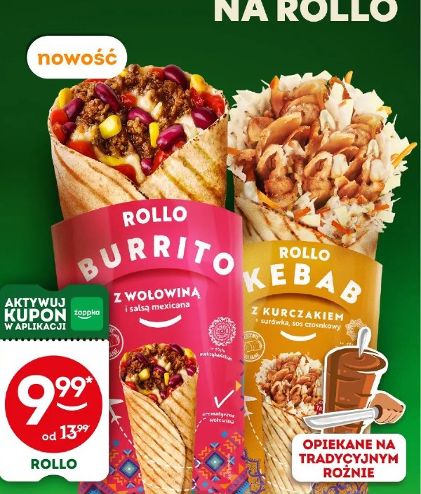 Rollo burrito z wołowiną i salsą mexicana