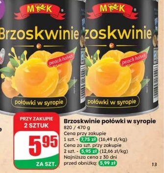 Brzoskwinie połówki w syropie MK
