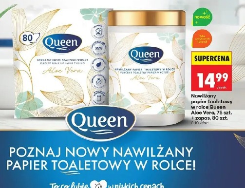 Nawilżany papier toaletowy w rolce Queen Aloe Vera