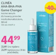 Clinea AHA-BHA-PHA Game Changer nocne serum do twarzy przeciw niedoskonałościom