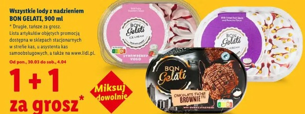 Wszystkie lody z nadzieniem Bon Gelati 900 ml