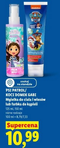 Psi Patrol/Koci Domek Gabi Mgiełka do ciała i włosów lub farbka do kąpieli