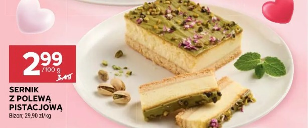 Sernik z polewą pistacjową Bizon