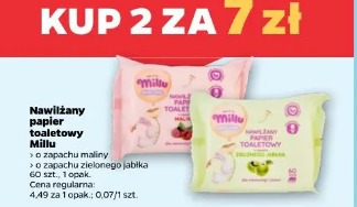 Nawilżany papier toaletowy Millu o zapachu malinowym/o zapachu zielonego jabłka