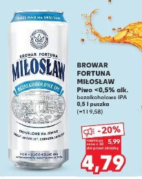 Browar Fortuna Miłosław Piwo 0,5% alk. bezalkoholowe IPA